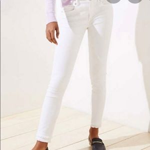 Loft White jeans with fringe ankle